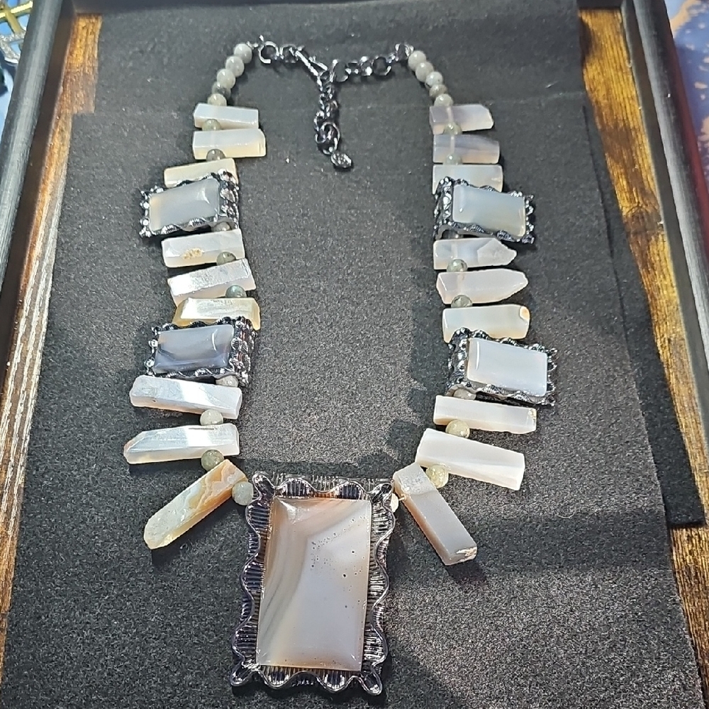 Sassy Jones Silver and Cream Statement Necklace